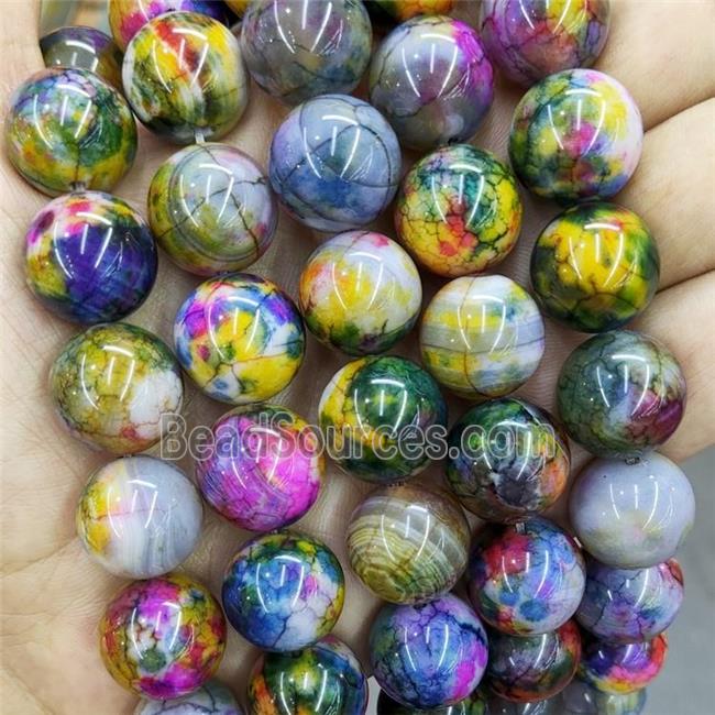 Natural Agate Beads Multicolor Heat Smooth Round