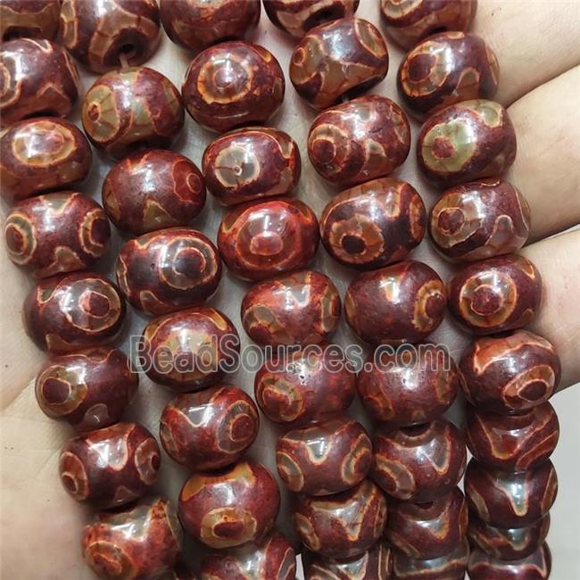 Tibetan Agate Beads Red Eye Smooth Rondelle