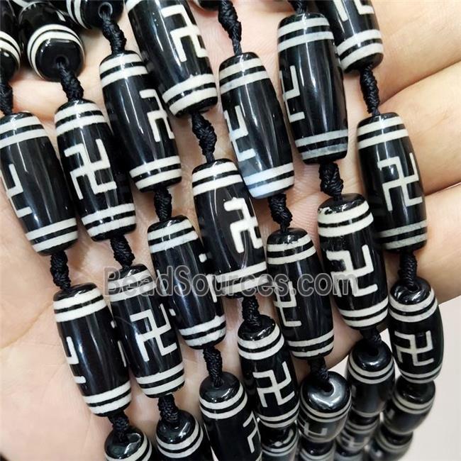 Tibetan Style Agate Buddhist Beads Rice Black