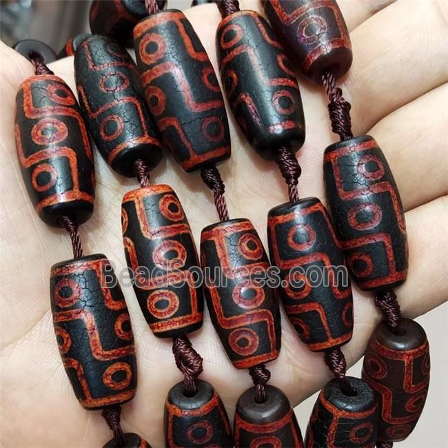 Tibetan Style Agate Barrel Beads Evil Eye Red Black