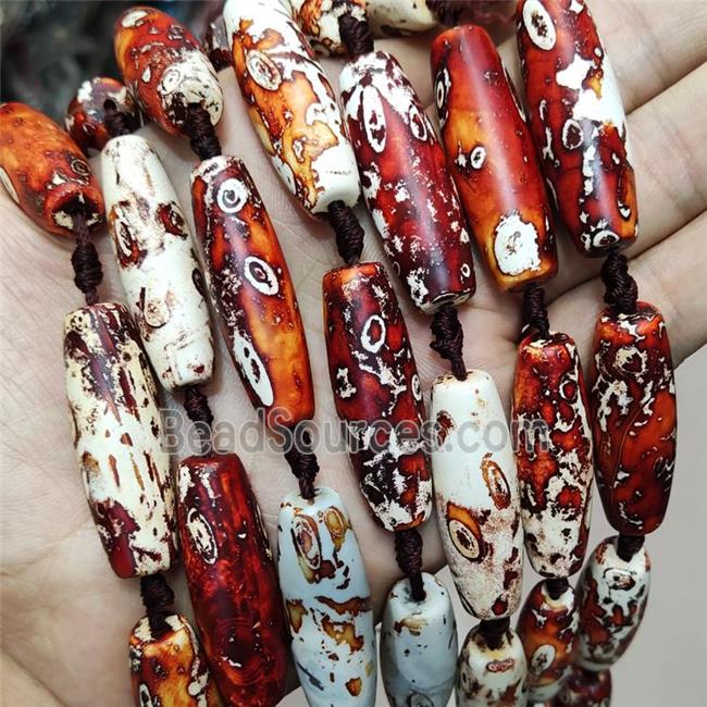 Natural Agate Rice Beads Red Dye Woodskin