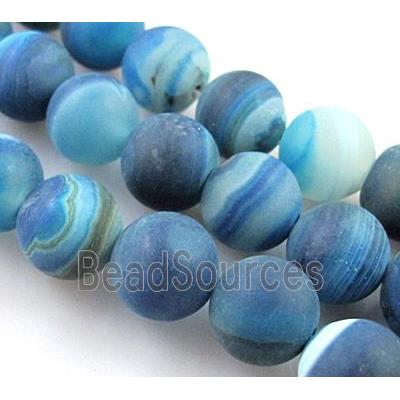 round matte blue Stripe Agate Stone beads