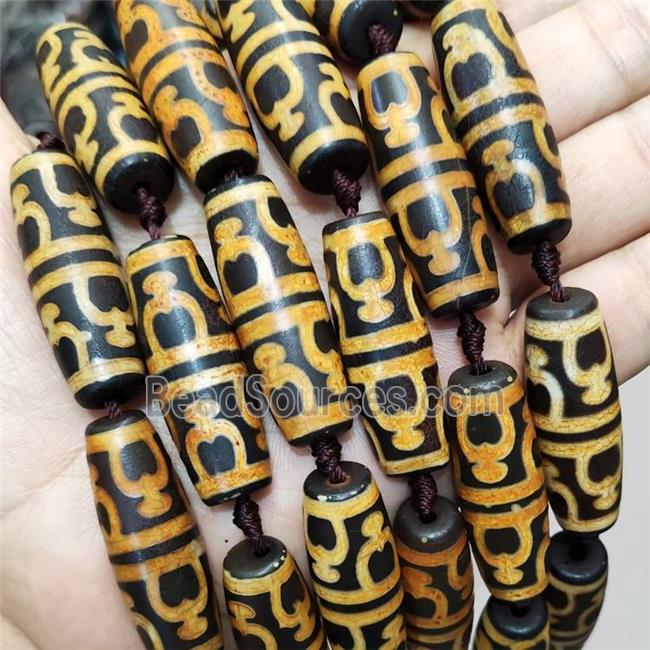 Tibetan Agate Rice Beads Yellow Black