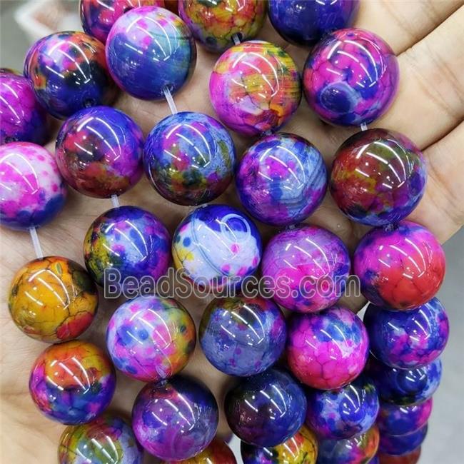 Natural Agate Beads Multicolor Dye Smooth Round