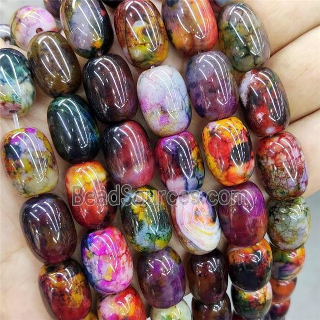 Natural Agate Beads Multicolor Dye Barrel