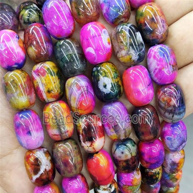 Natural Agate Beads Multicolor Dye Barrel