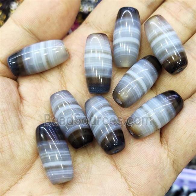 Natural Band Agate Barrel Beads Stripe