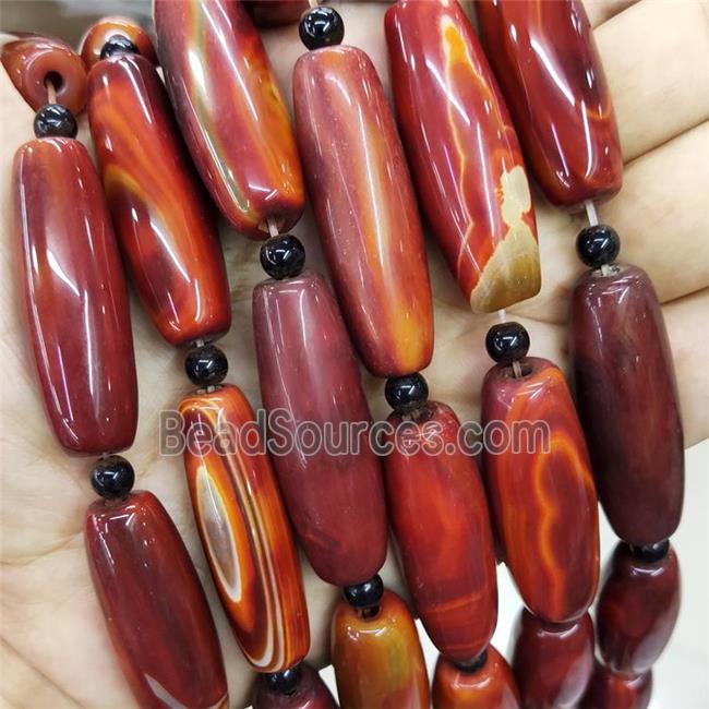 Natural Agate Rice Beads Red Dye