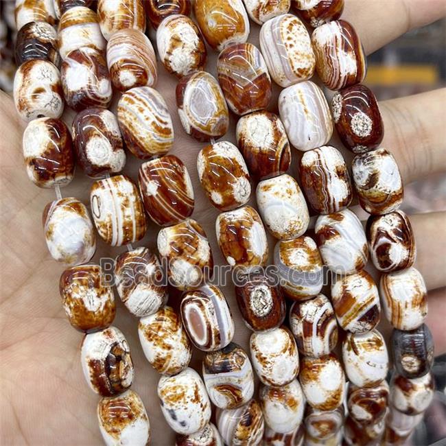 Fire Agate Barrel Beads Orange Dye