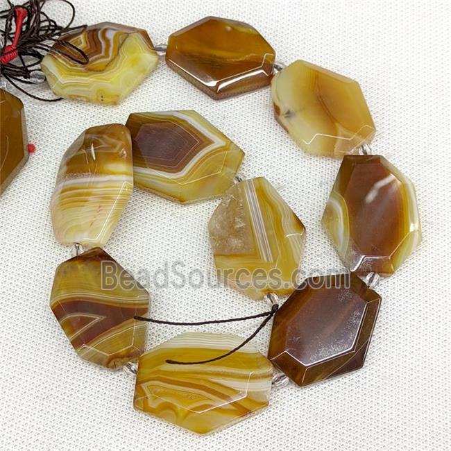 Natural Agate Slice Beads Stripe Freeform Coffee Dye