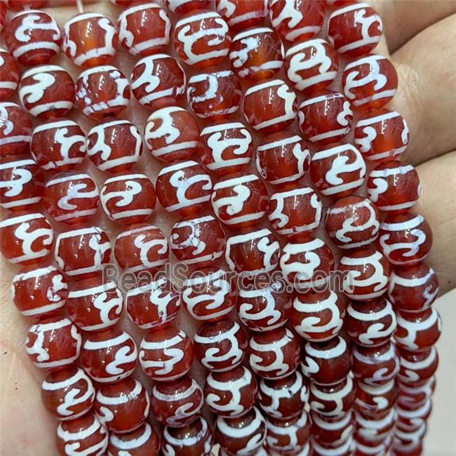 Tibetan Agate Beads Red Smooth Round