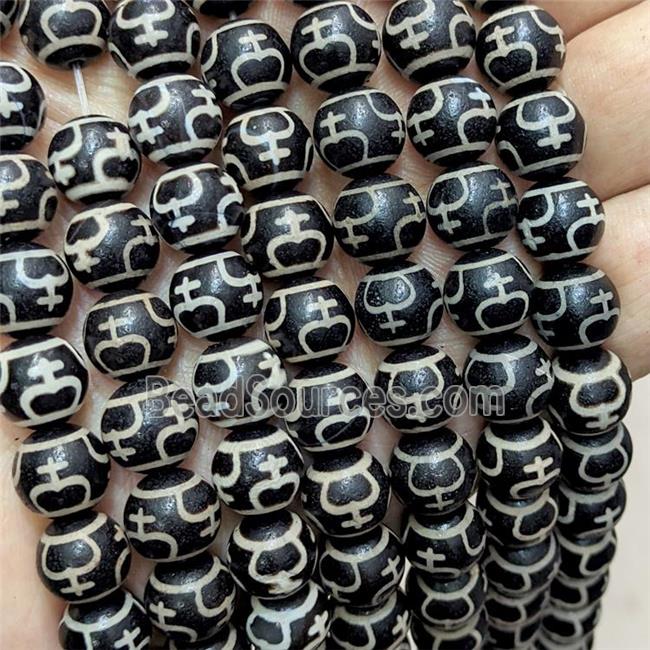 Tibetan Agate Beads Black Round