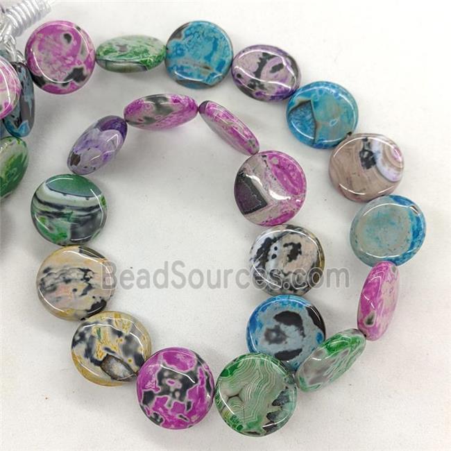 Natural Agate Coin Beads Mixed Color Dye