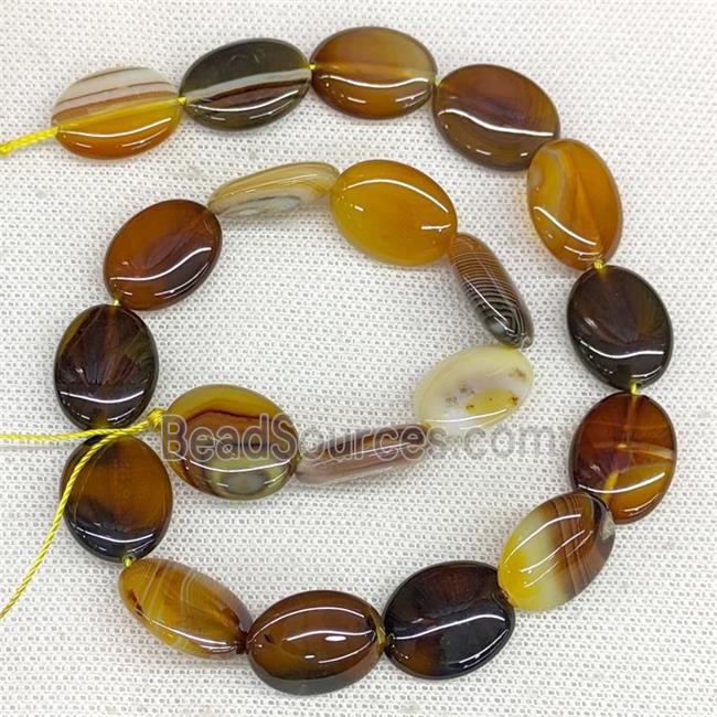 Natural Stripe Agate Oval Beads CoffeeAmber Dye