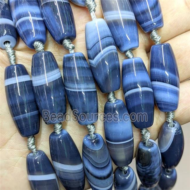 Natural Stripe Agate Rice Beads Inkblue Dye