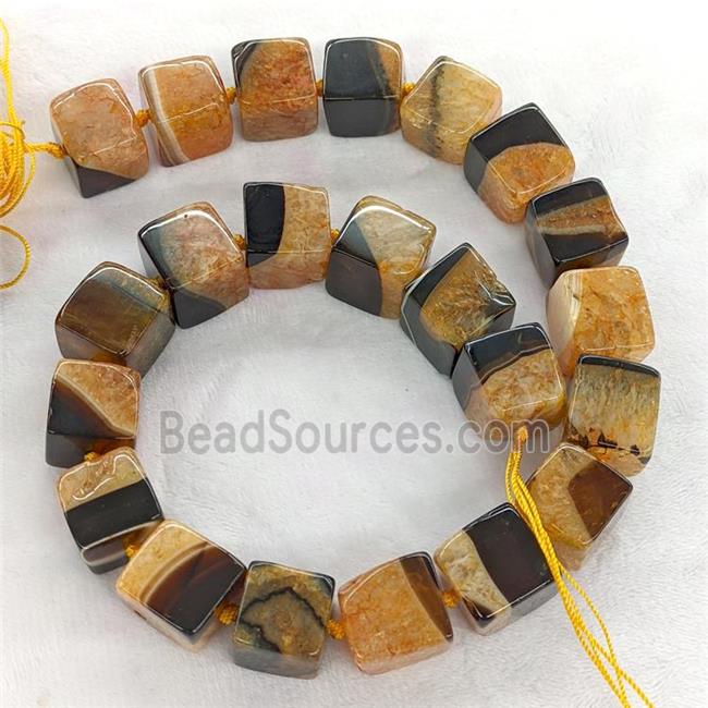 Druzy Agate Cube Beads Orange Dye