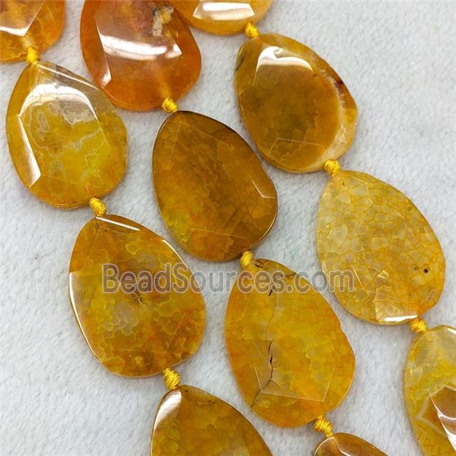 Natural Agate Slice Beads Faceted Orange Dye