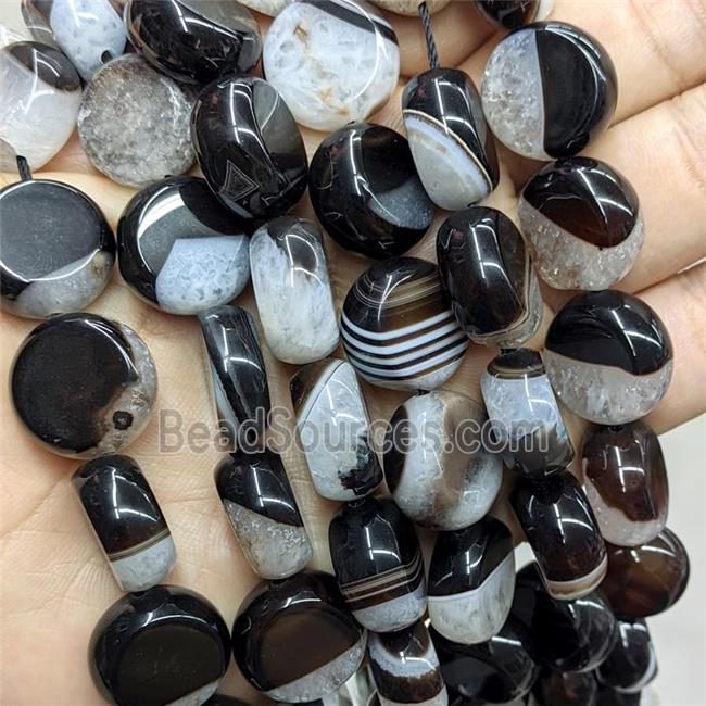 Druzy Agate Coin Beads Black Dye