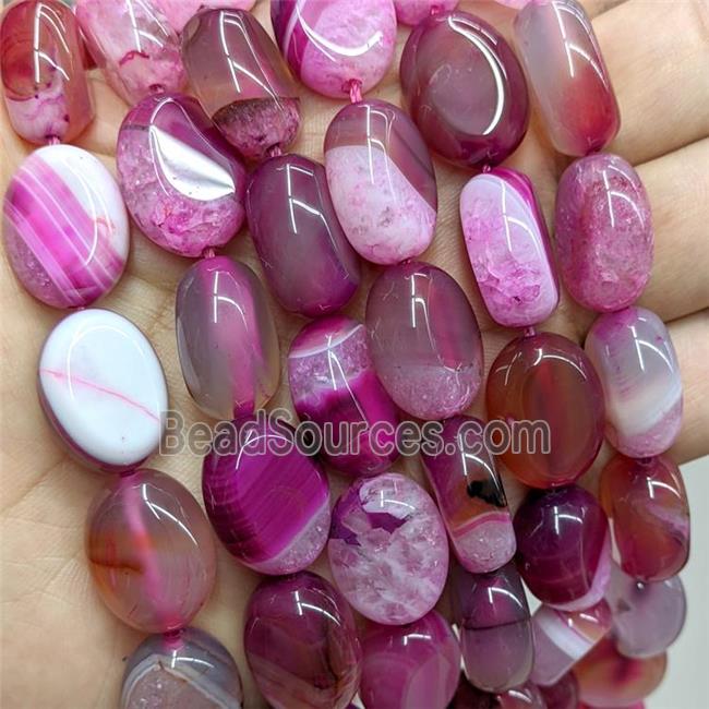 Druzy Agate Oval Beads Hotpink Dye