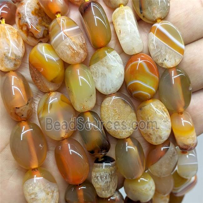 Druzy Agate Oval Beads Orange Dye