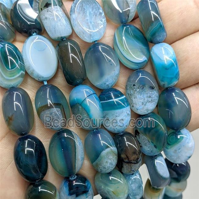 Druzy Agate Oval Beads Blue Dye