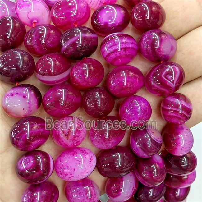 Natural Stripe Agate Egg Beads Hotpink Dye