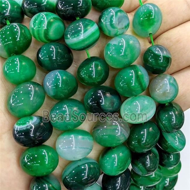 Natural Stripe Agate Egg Beads Green Dye