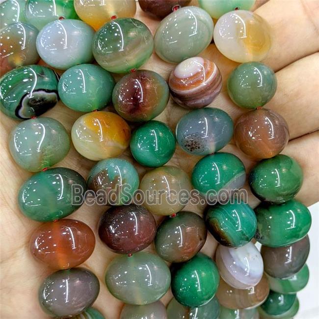 Natural Stripe Agate Egg Beads Green Dye