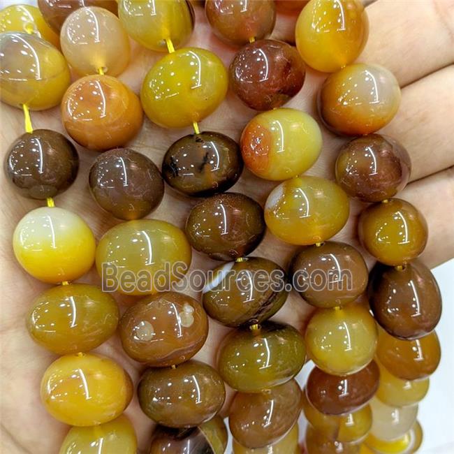 Natural Stripe Agate Egg Beads Amberyellow Dye