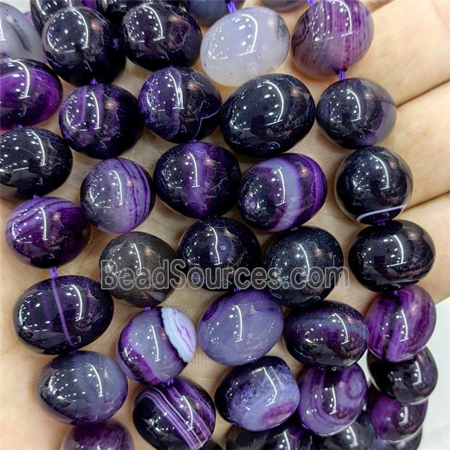 Natural Stripe Agate Egg Beads Purple Dye