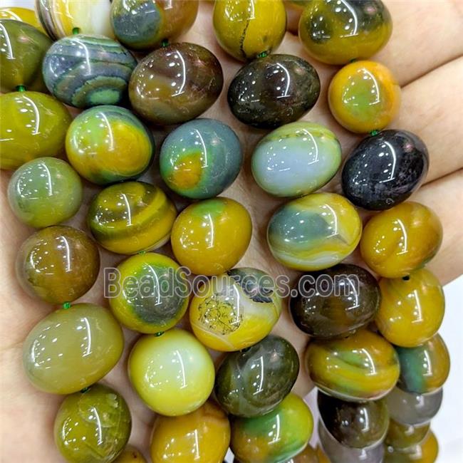 Natural Stripe Agate Egg Beads Olive Dye