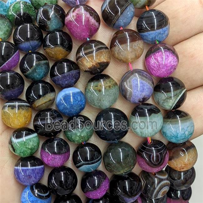 Natural Druzy Agate Beads Mixed Color Dye Smooth Round