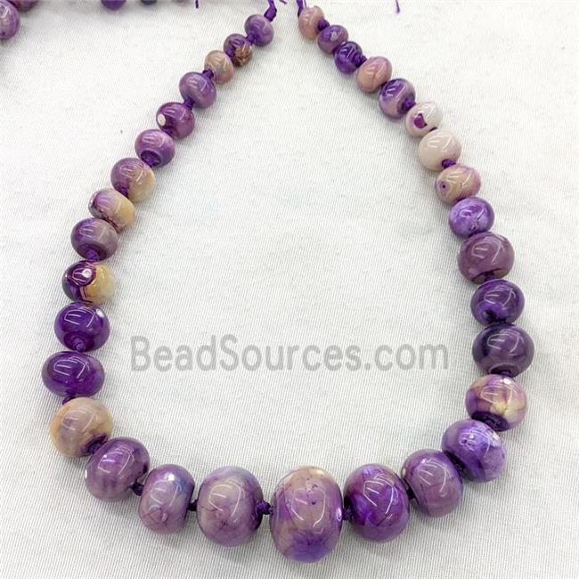 Natural Agate Rondelle Beads Graduated Purple Dye Smooth