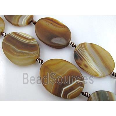 matte coffee Agate Stone beads, oval