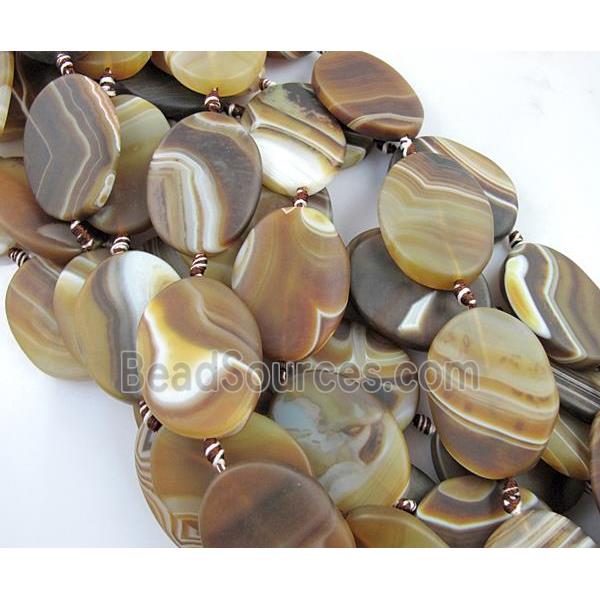 matte coffee Agate Stone beads, oval