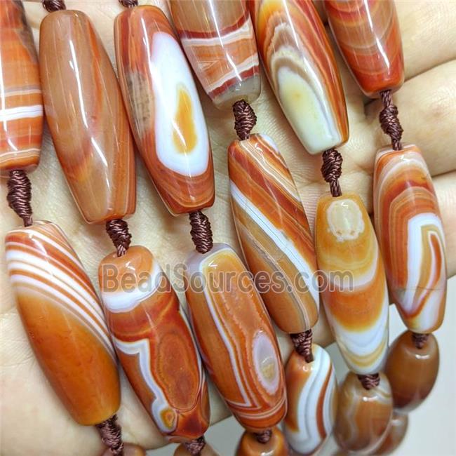 Stripe Agate Rice Beads Red Dye