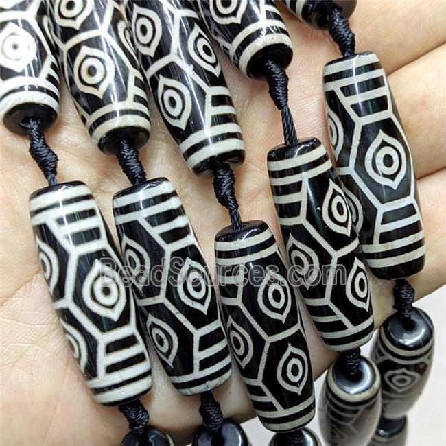 Tibetan Agate Rice Beads Black White Eye