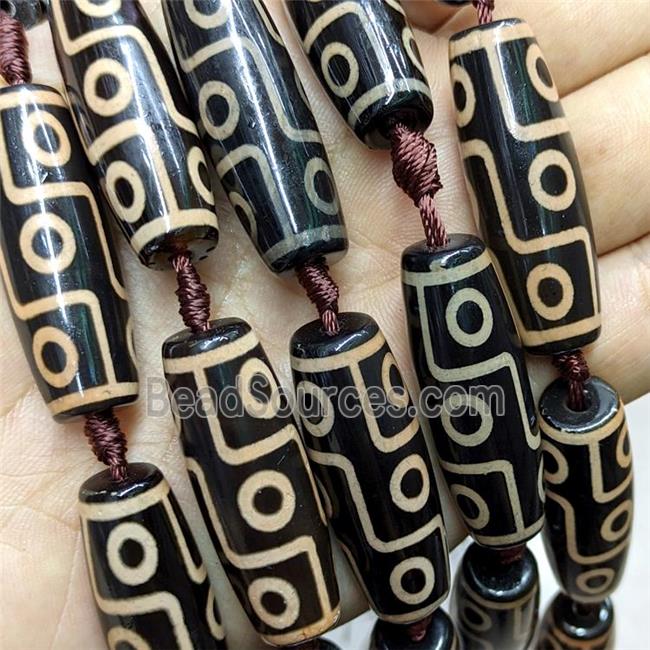 Tibetan Agate Rice Beads Black Yellow Eye