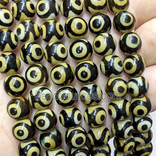 Tibetan Agate Beads Black Round Eye