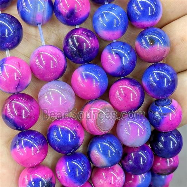 Natural Agate Beads Multicolor Dye Smooth Round