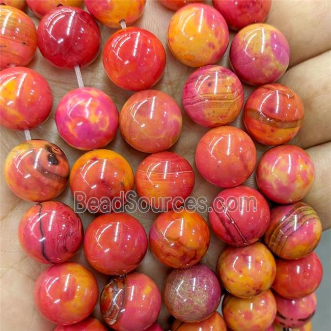 Natural Agate Beads Red Dye Smooth Round