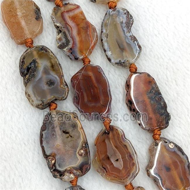 Natural Botswana Agate Slice Beads Red Freeform