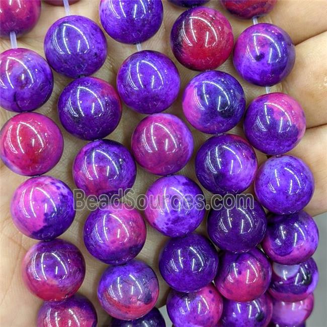 Natural Agate Beads Purple Red Dye Smooth Round