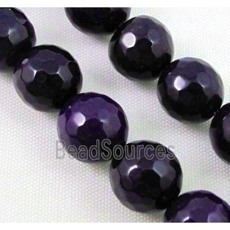 dark lavender Agate Stone beads, faceted round