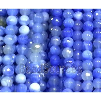 blue Agate Stone bead, faceted round