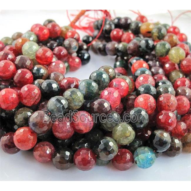 mix color Agate Stone beads, faceted round, tourmalined