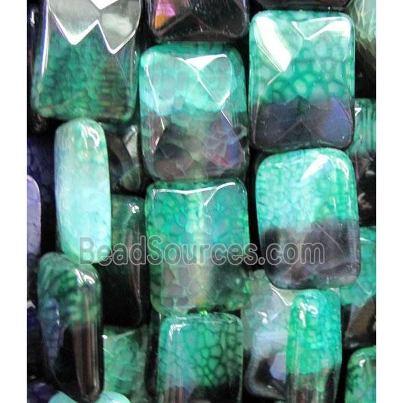 green veins Agate Stone beads, faceted rectangle