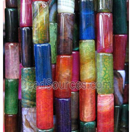 veins Agate Stone beads, column, mixed color