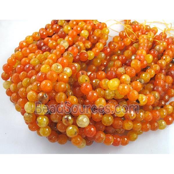 orange veins Agate Stone bead, faceted round