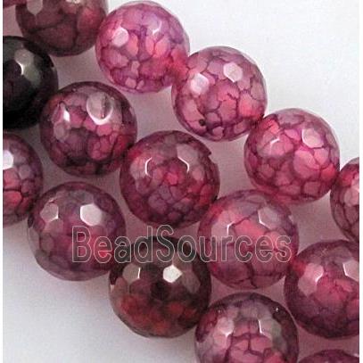 hotpink veins Agate Stone beads, faceted round